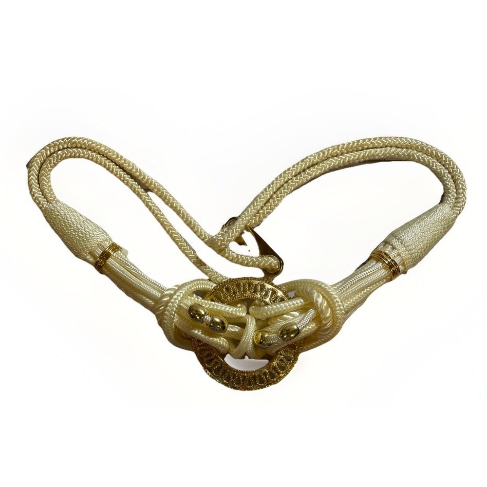 Vtg Belt Womens M L Handmade Art To‎ Wear Ivory Gold Tone Stretch 70's 80's EUC